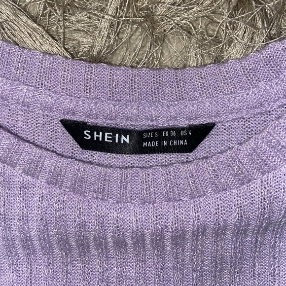 New Shein Short Sleeve Crop Top T-Shirt Purple - Picture 6 of 10